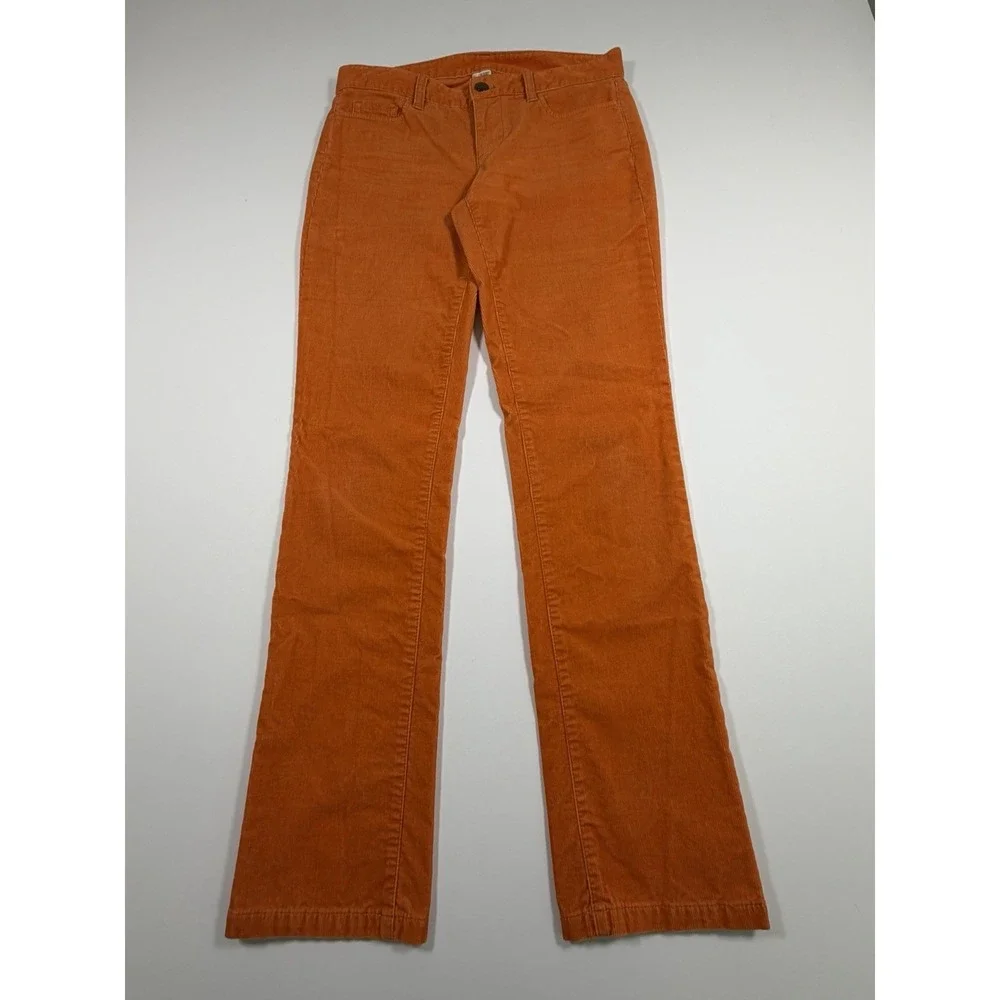 J.CREW Corduroy Pants Women's Sz 28R City Fit Orange Stretch